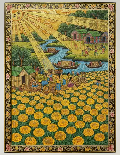 Painted panel of mangrove restoration and floating gardens