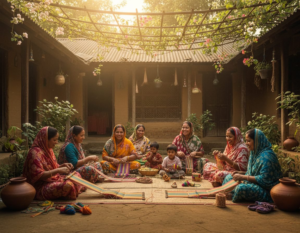 Artisans working together in a Moner Kaj group session