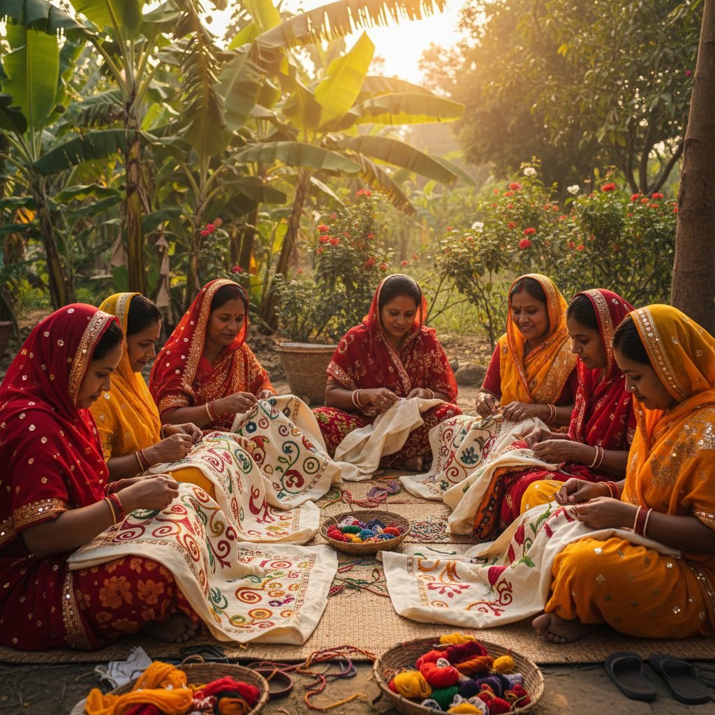 A map of Bangladesh marking the craft regions Moner Kaj works in