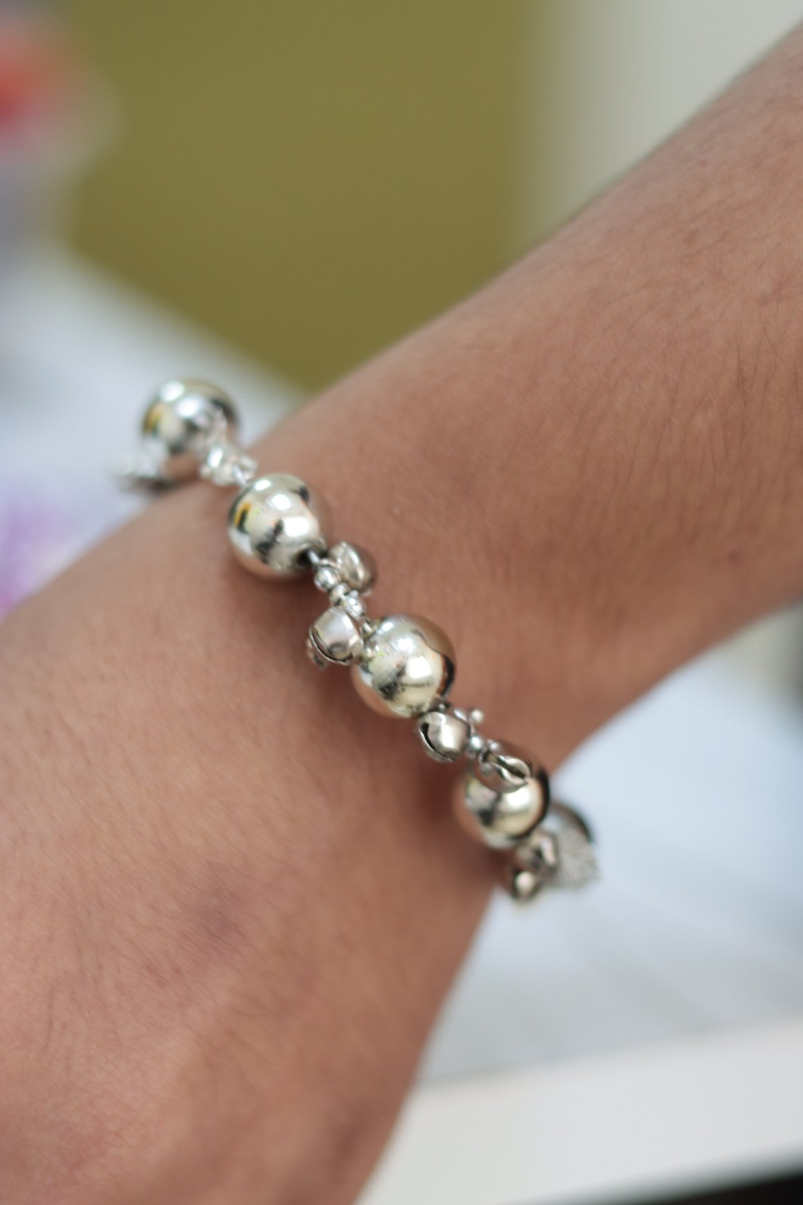 Metallic Silver Beaded Bracelet