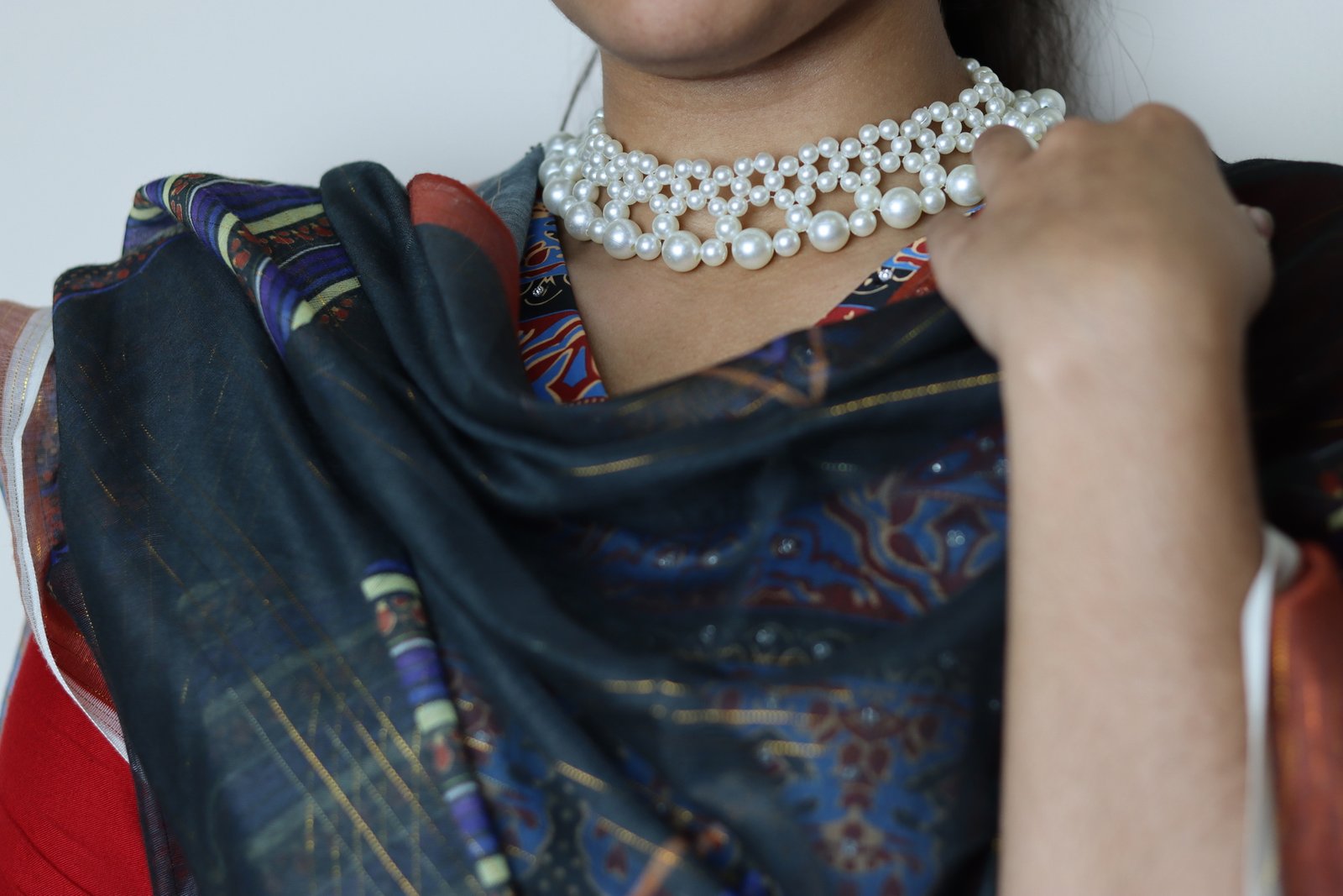 Intricate Pearl Web Choker