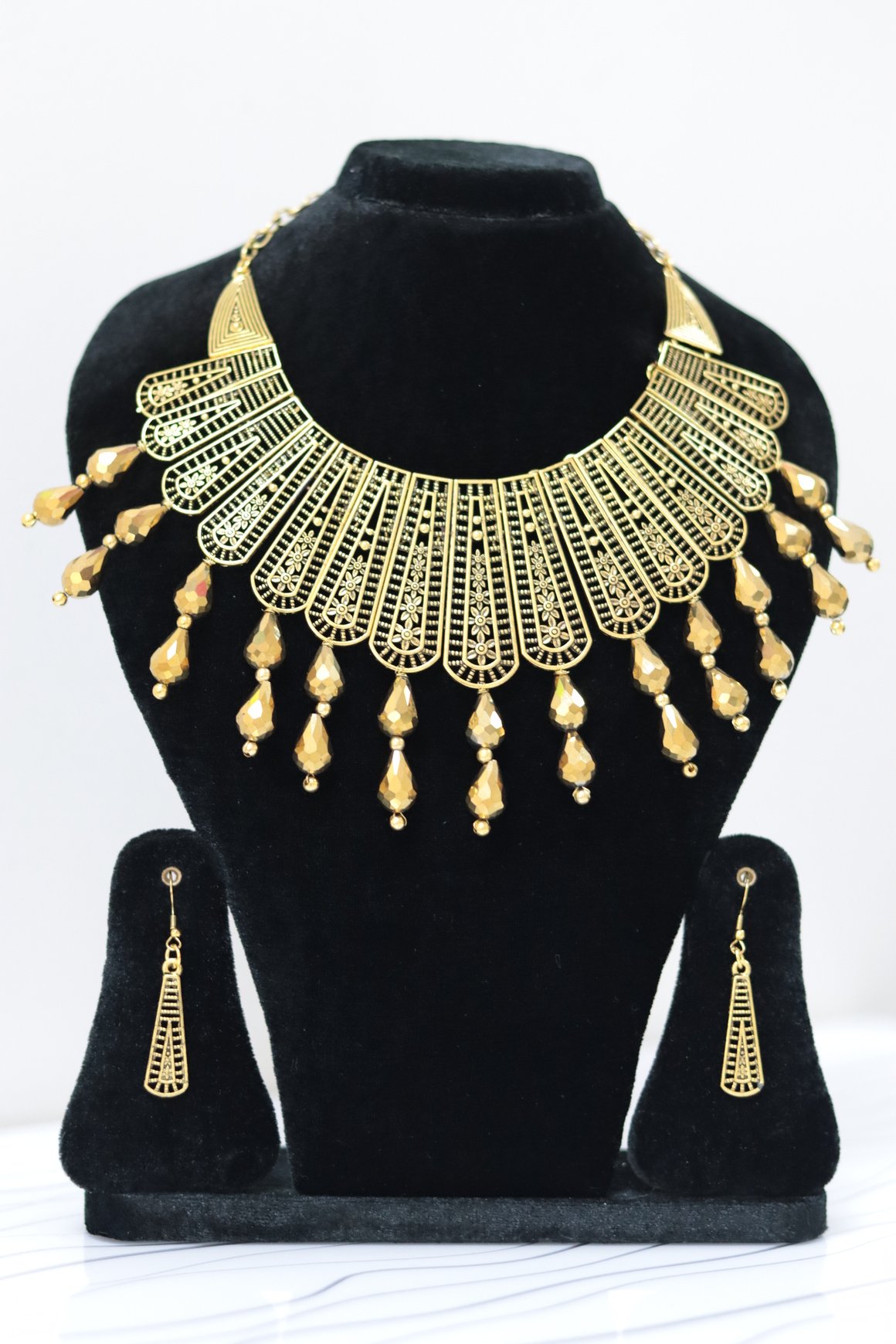Golden Filigree Statement Choker Set