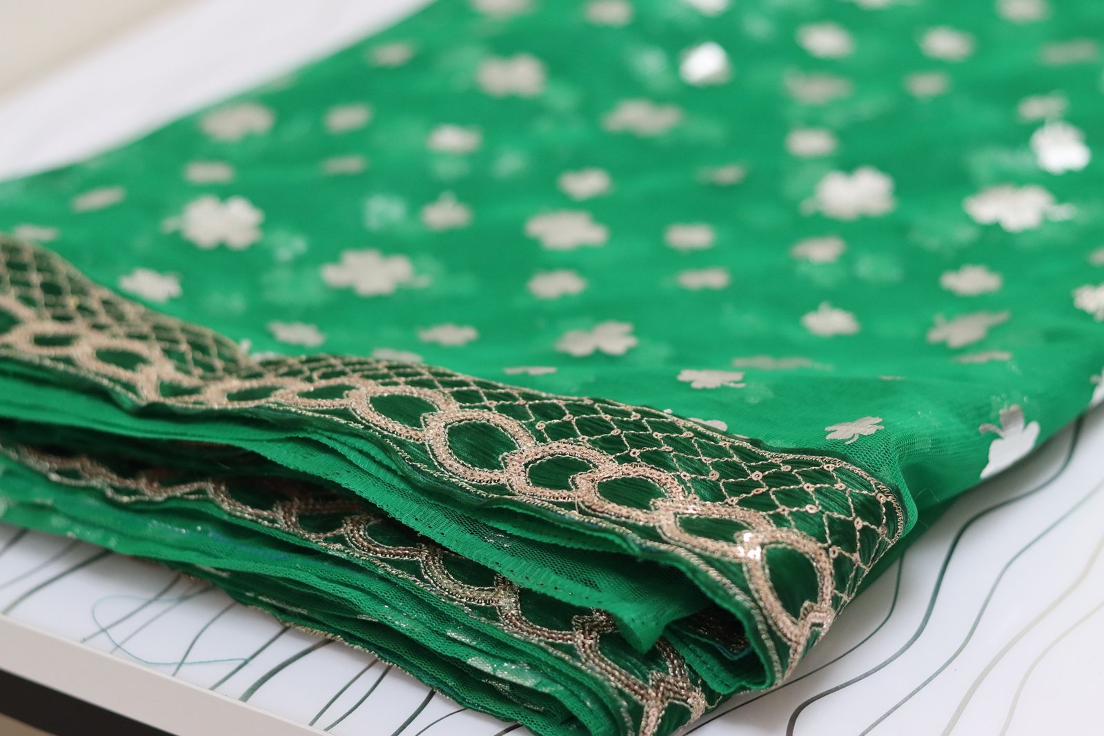 Emerald Green Paper Silk Saree