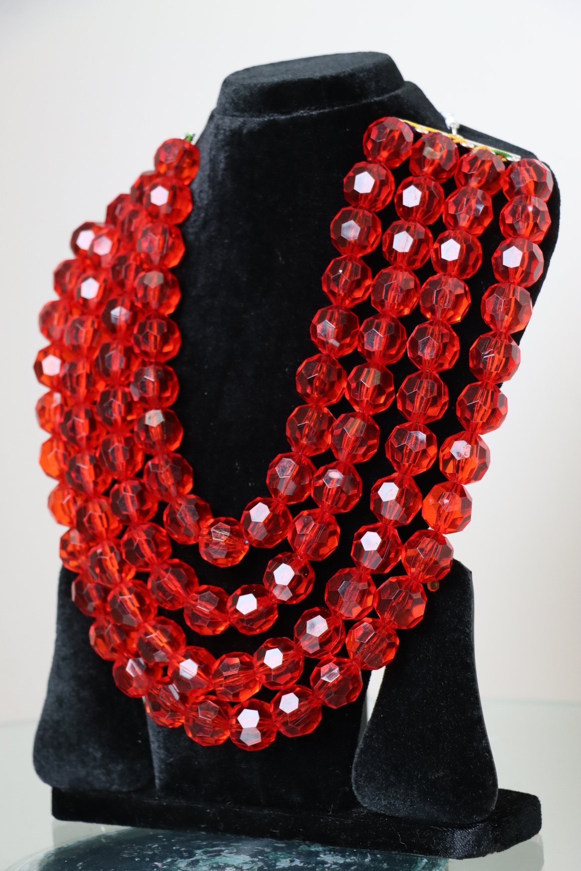 Crimson Amber Crystal Layered Jewelry Set