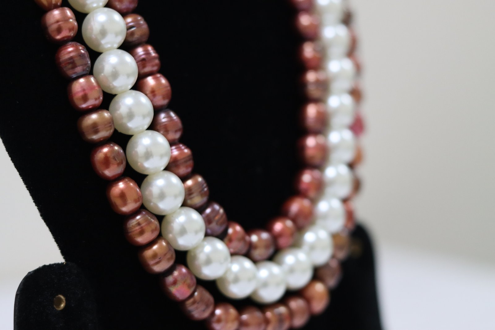Tri-Strand Copper & Pearl Necklace