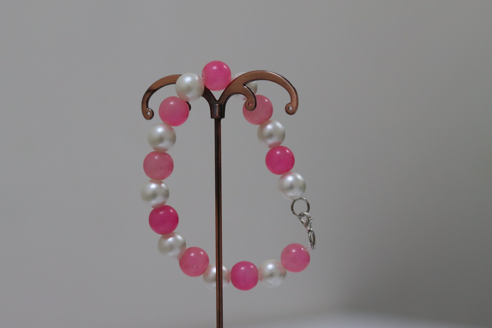 Pink Jade & Pearl Beaded Bracelet