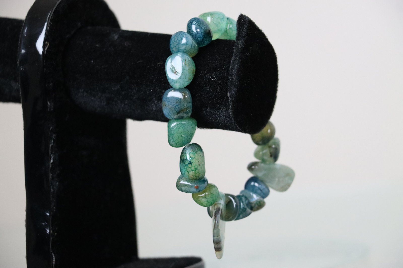 Teal Dragon Vein Agate Pebble Bracelet