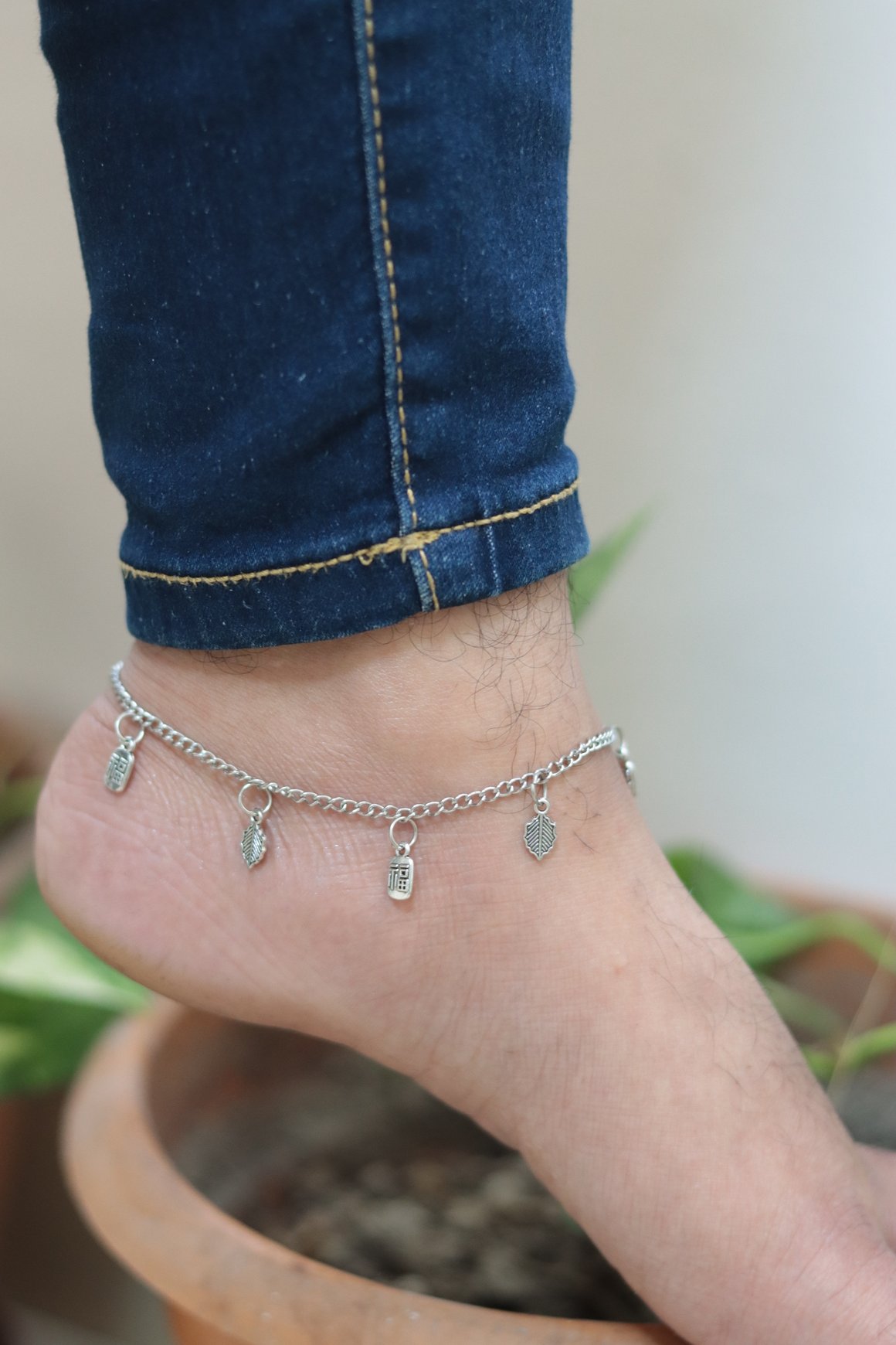 Silver Charm Chain Anklet