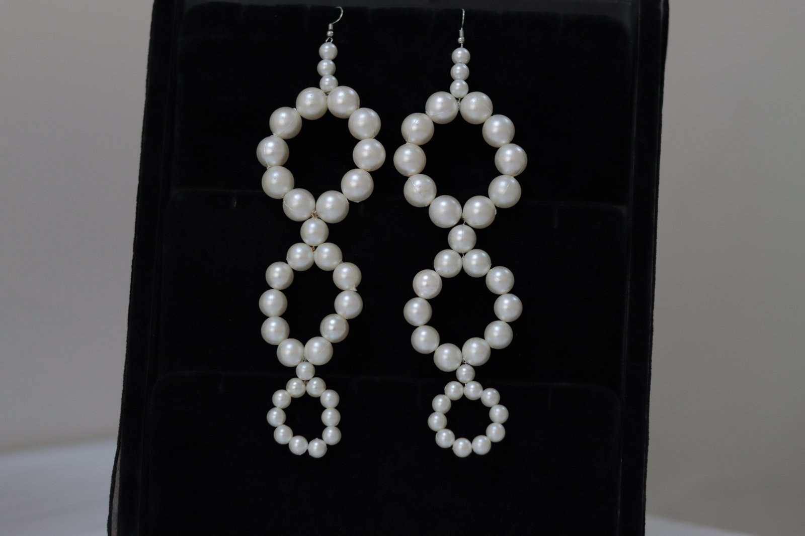 Triple-Ring Pearl Drop Earrings