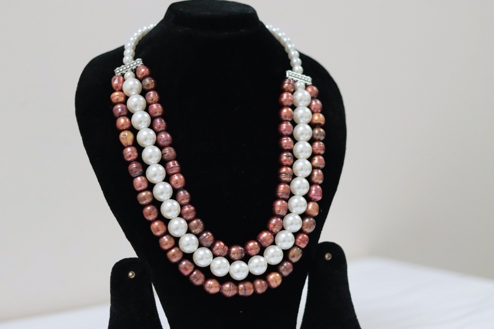 Tri-Strand Copper & Pearl Necklace