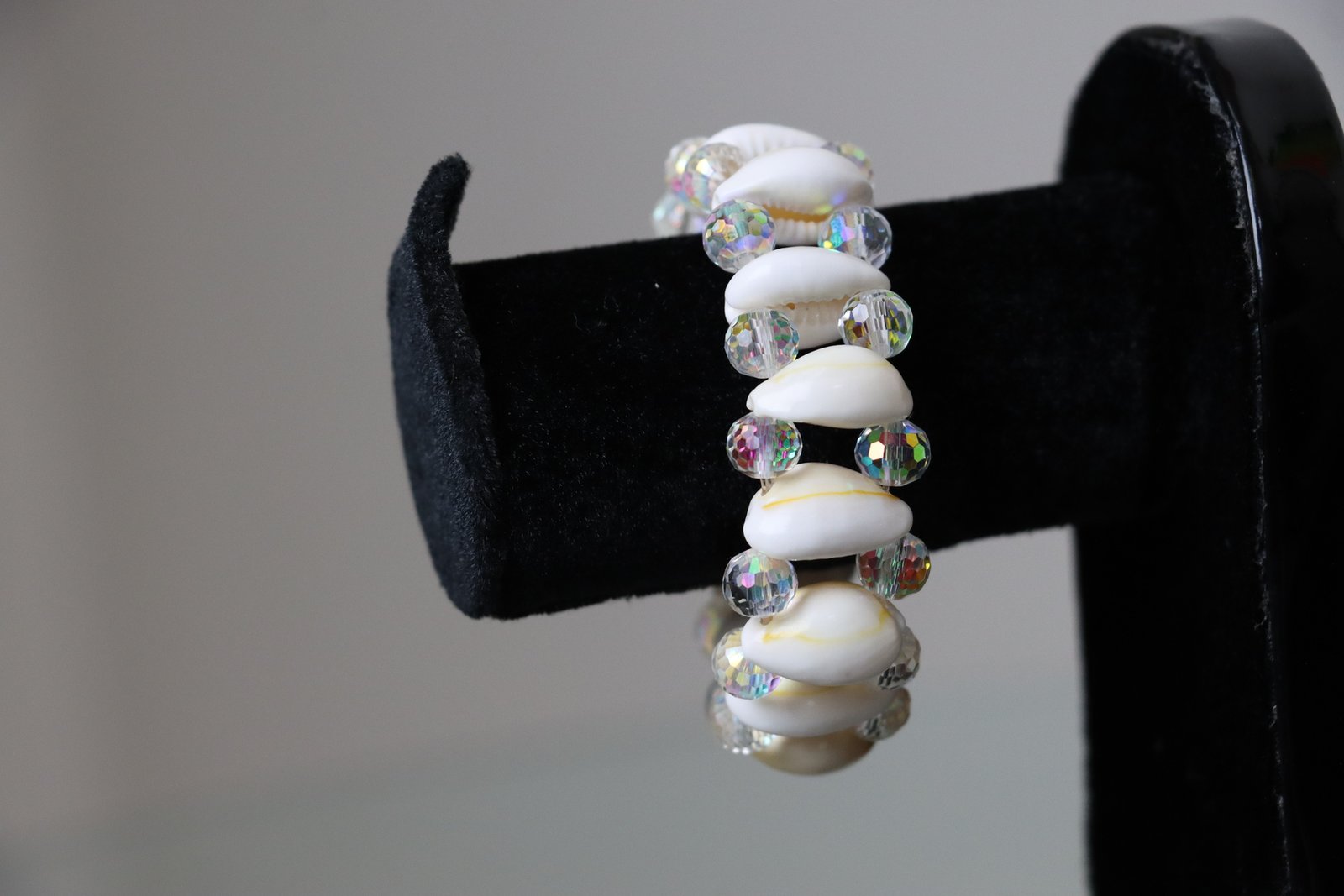 Natural Cowrie Shell & Crystal Bracelet
