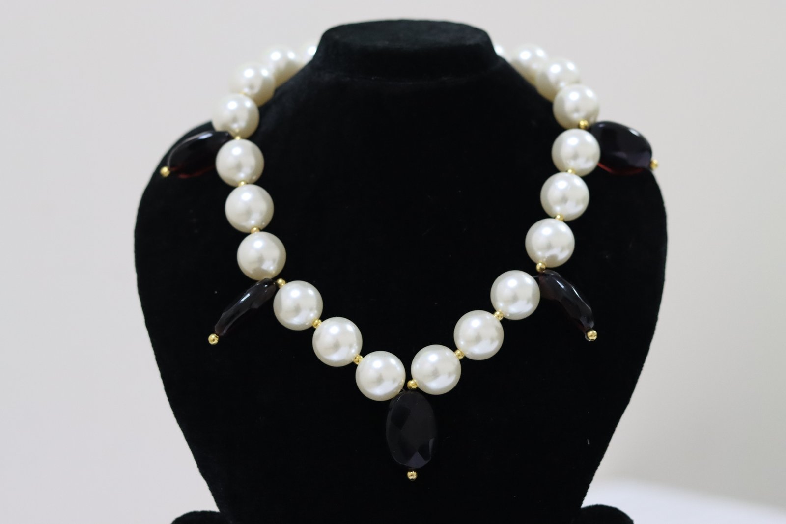 Black Gem & Pearl Necklace