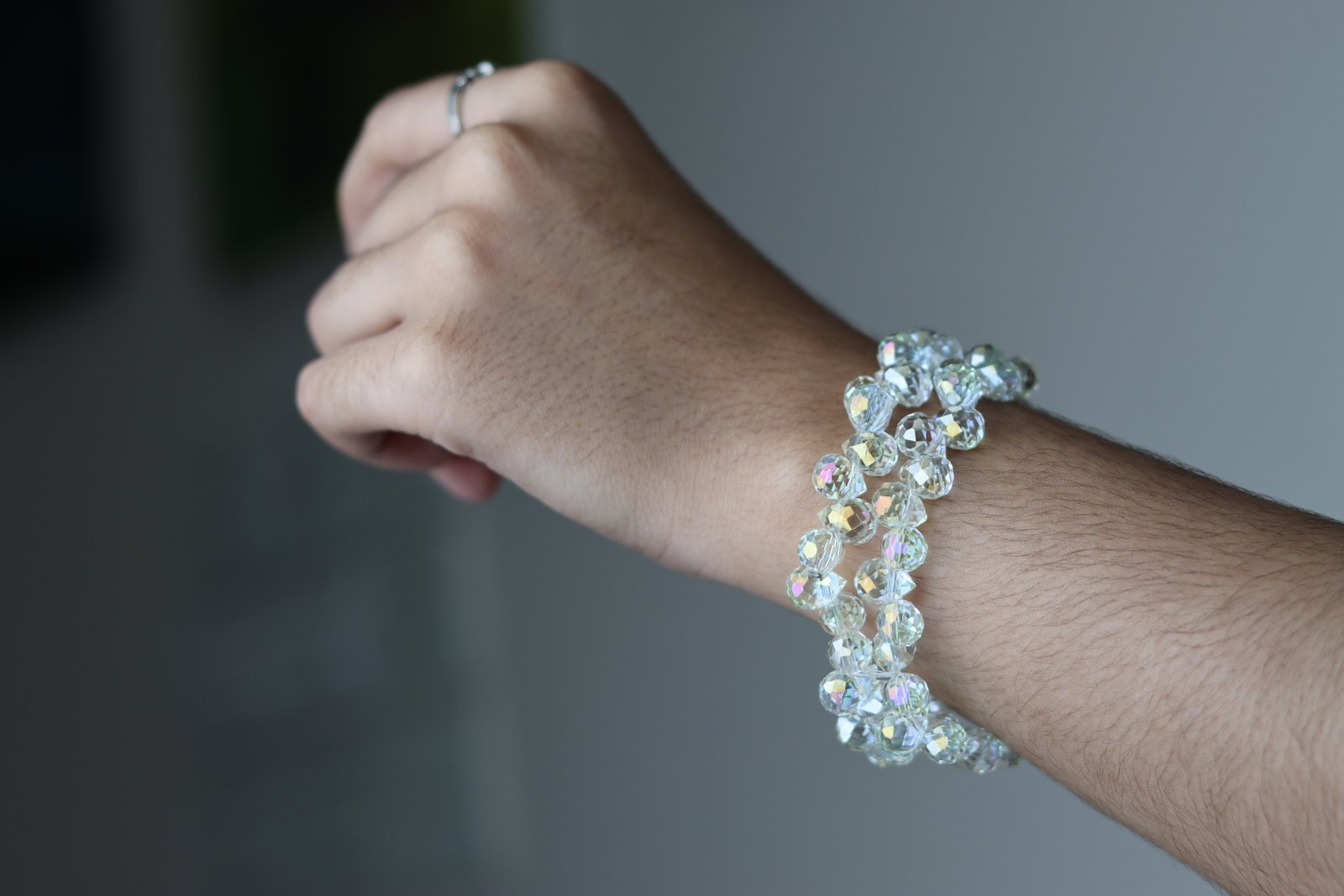 Iridescent Crystal Mesh Bracelet