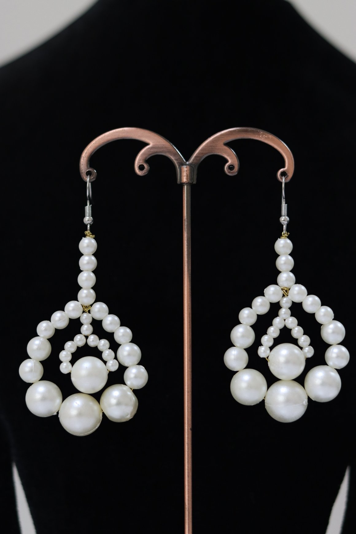 Tiered Pearl Hoop Dangle Earrings