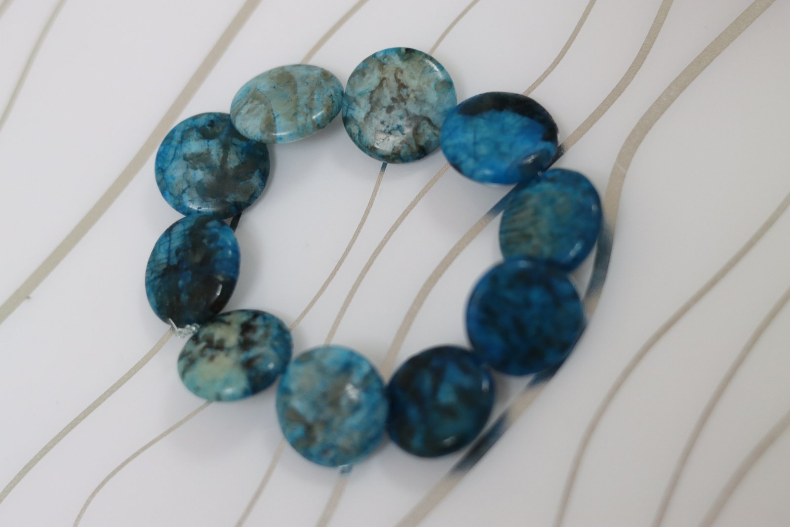 Ocean Blue Sea Sediment Jasper Disc Bracelet