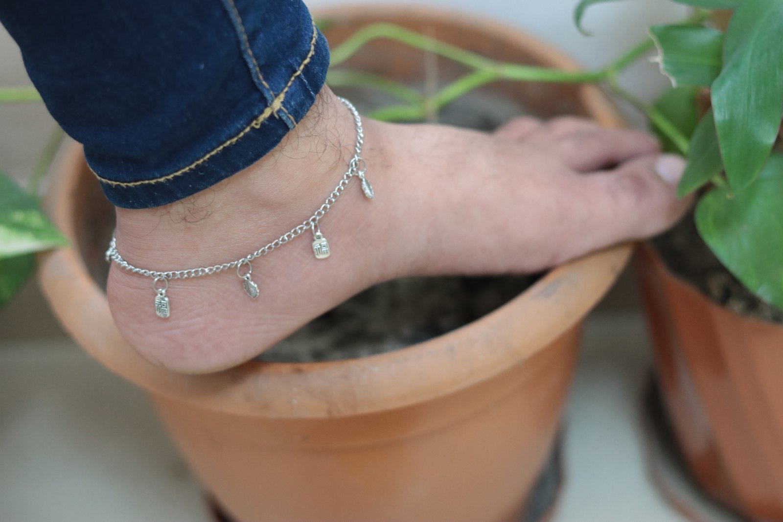 Silver Charm Chain Anklet