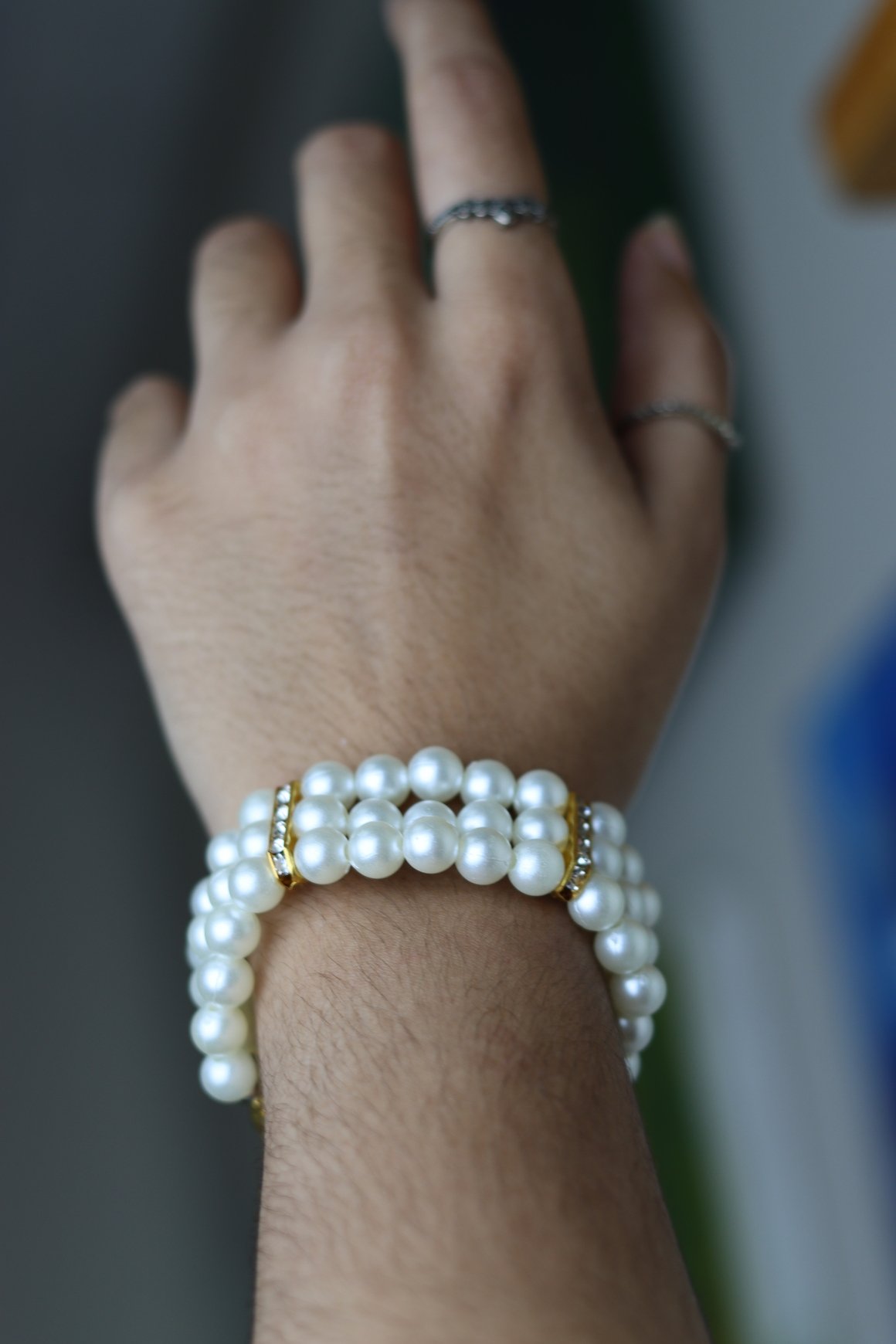 Triple-Strand Pearl & Crystal Cuff