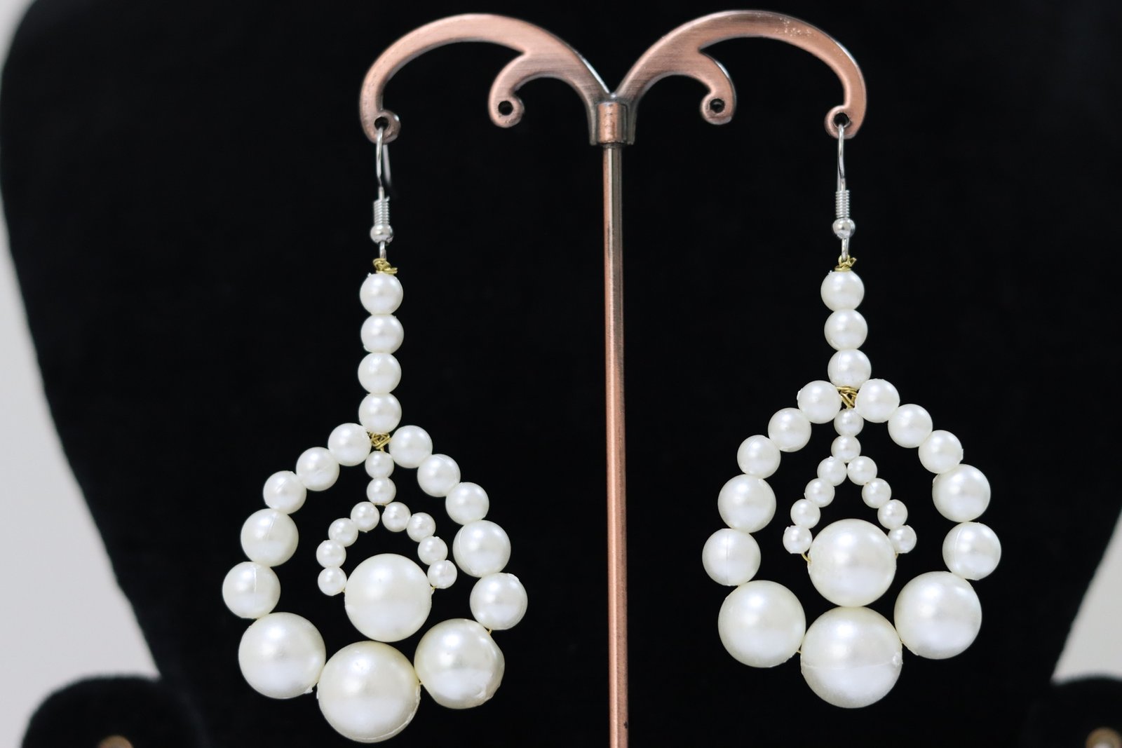 Tiered Pearl Hoop Dangle Earrings