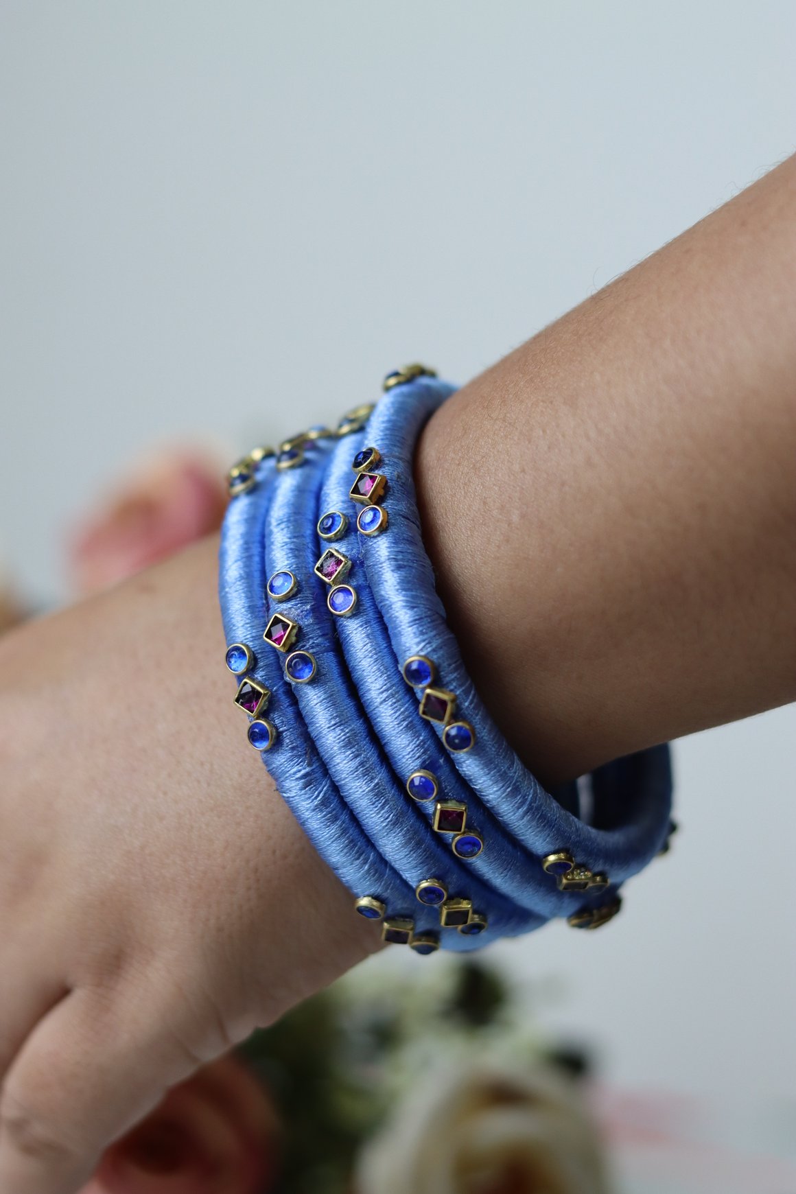Sky Blue Silk Stone Bangles