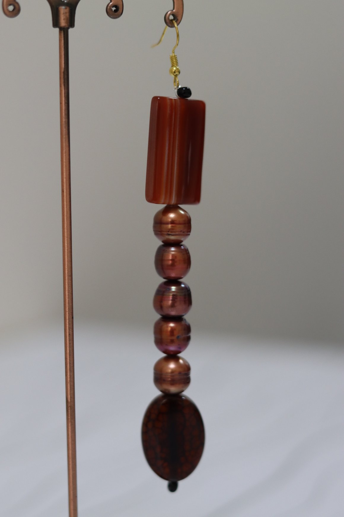 Terracotta & Copper Pearl Dangle Earrings